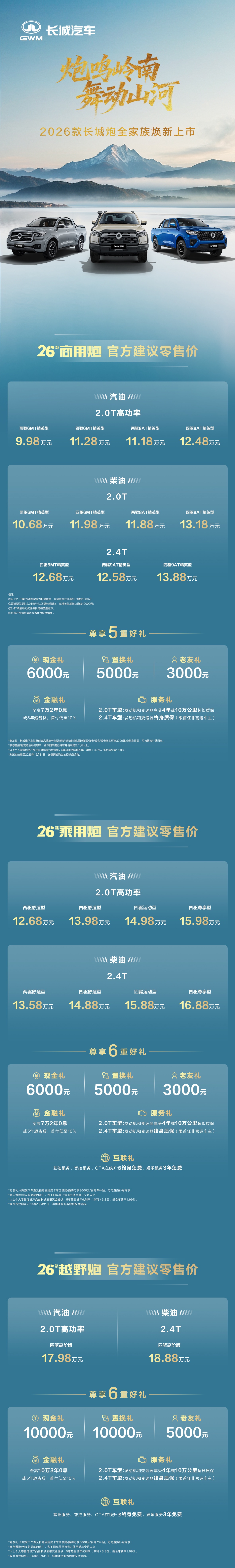 2026款长城炮焕新上市！商用炮/乘用炮/越野炮升级，售价9.98万元起插图8