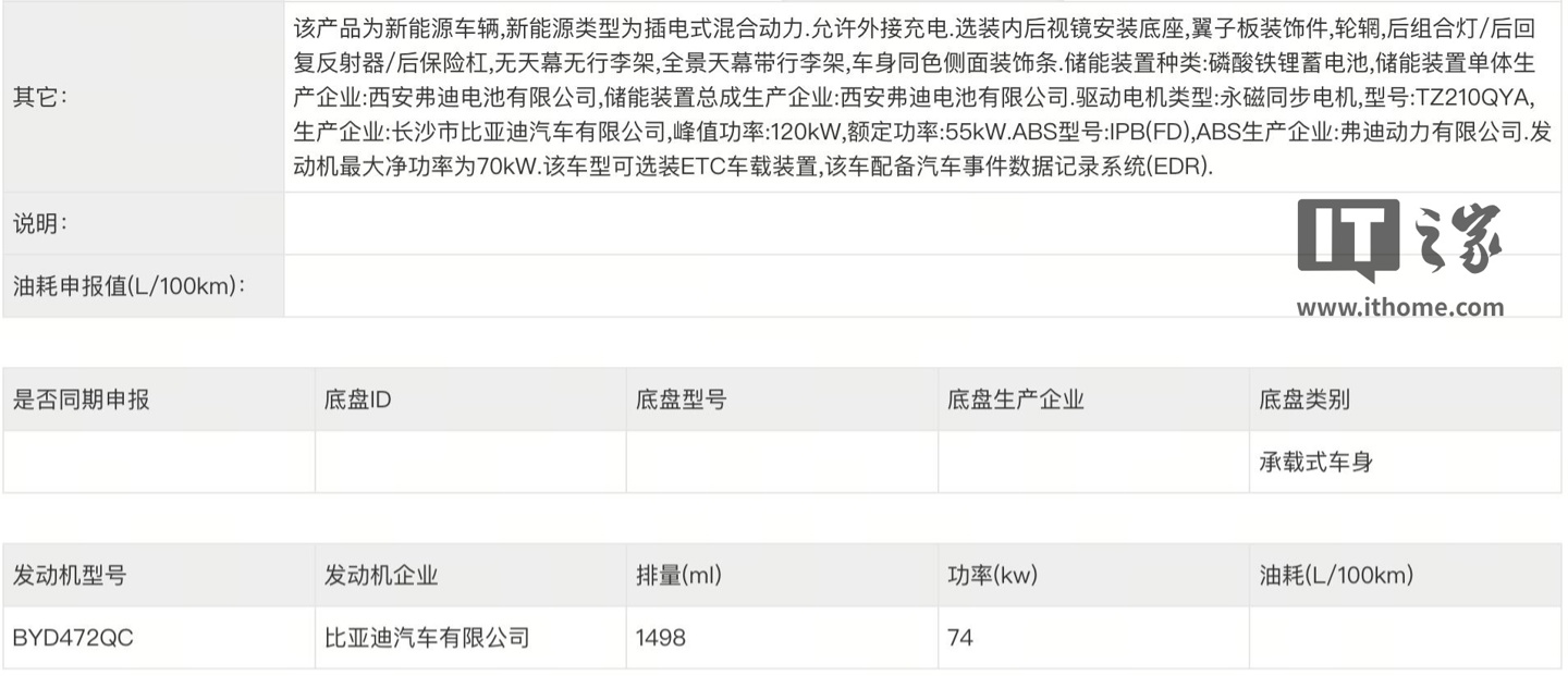 新款比亚迪海狮05DM申报信息现身工信部，有啥新变化？插图4